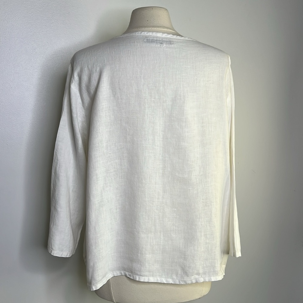 Flax linen v neck pullover top size medium - Picture 5 of 10